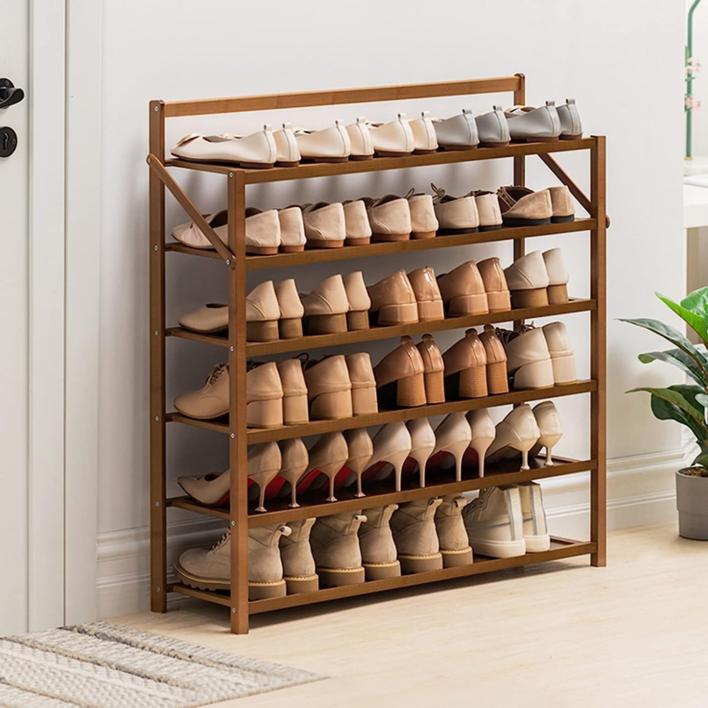 منظم أحذية خشبي متعدد الطبقات